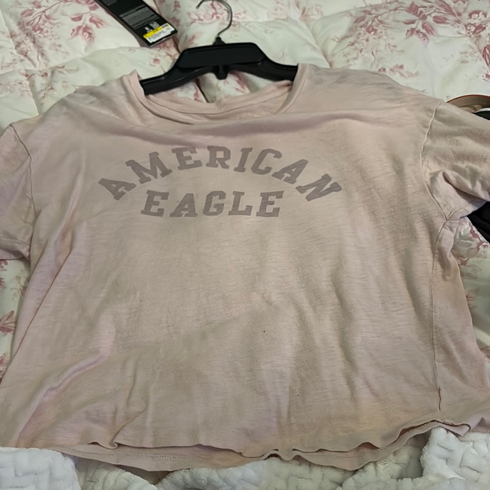 American Eagle Outfitters Tan Crop T-Shirt